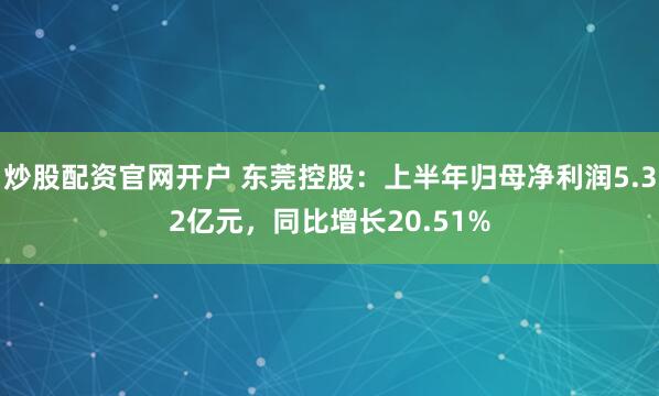 炒股配资官网开户 东莞控股:上半年归母净利润5.32亿元,同比增长20.51%