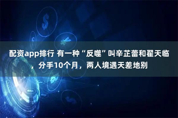配资app排行 有一种“反噬”叫辛芷蕾和翟天临，分手10个月，两人境遇天差地别