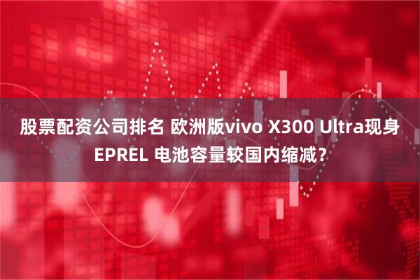 股票配资公司排名 欧洲版vivo X300 Ultra现身EPREL 电池容量较国内缩减？